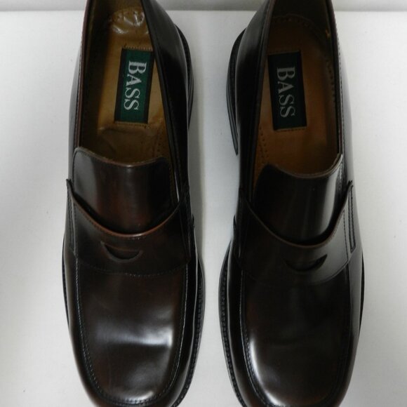 BASS Leather brown Penny Loafers shoes slides made in Italy NEW Size Sz 10.5 M - Picture 4 of 12